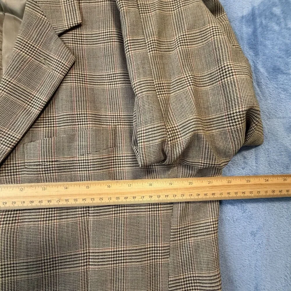 Vintage Santorelli Giorgio3 Mens 40R Wool Blazer Glen Plaid Made Italy 3 Button